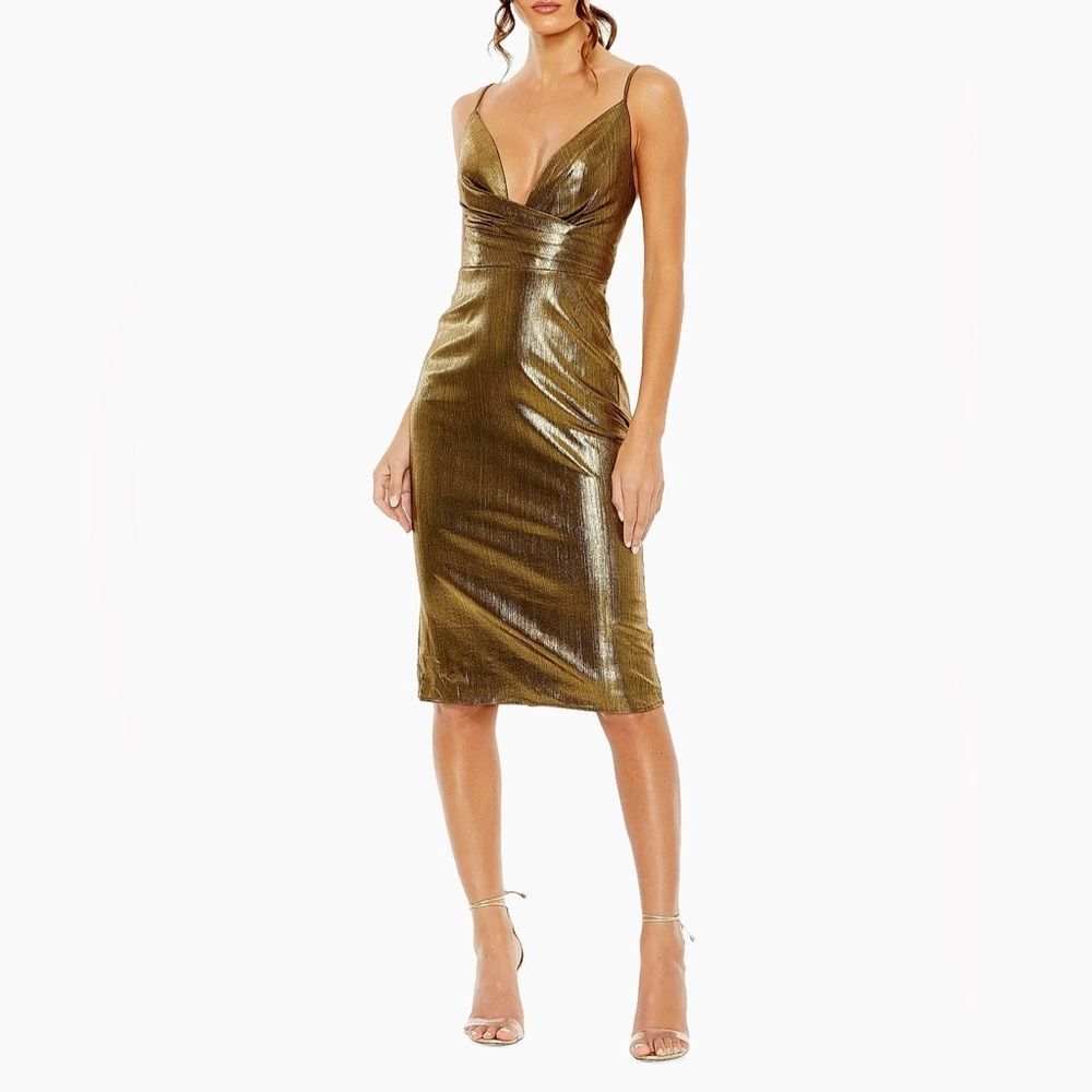 Mac Duggal Gold Midi Dress